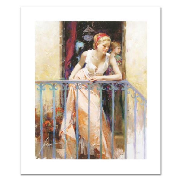 Pino (1939-2010), "At the Balcony" Limited Edition on Canvas, Numbered and Hand Signed with Certific