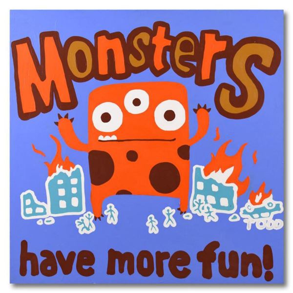 Todd Goldman, "Monsters" Original Acrylic Painting on Gallery Wrapped Canvas, Hand Signed with Lette