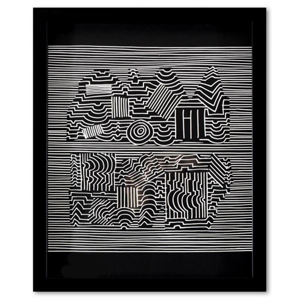 Victor Vasarely (1908-1997), "Naissances - II de la serie Ondulatoires" Framed 1973 Heliogravure Pri
