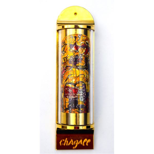 Marc Chagall - Mezuzah - silkscreen on 24K gold plated bronze "12 Tribes Hadassah Windows - Levi"