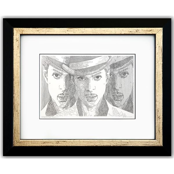 Guillaume Azoulay- Original Drawing on Paper "portrait en trois ( Prince)"