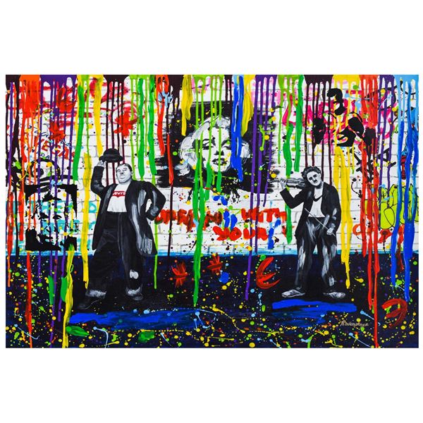 Nastya Rovenskaya- Mixed Media "Chaplin and Hardy"