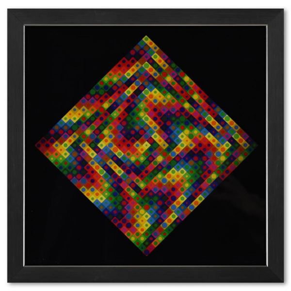 Victor Vasarely (1908-1997), "Majus de la série Folklore Planetaire" Framed 1971 Heliogravure Print 