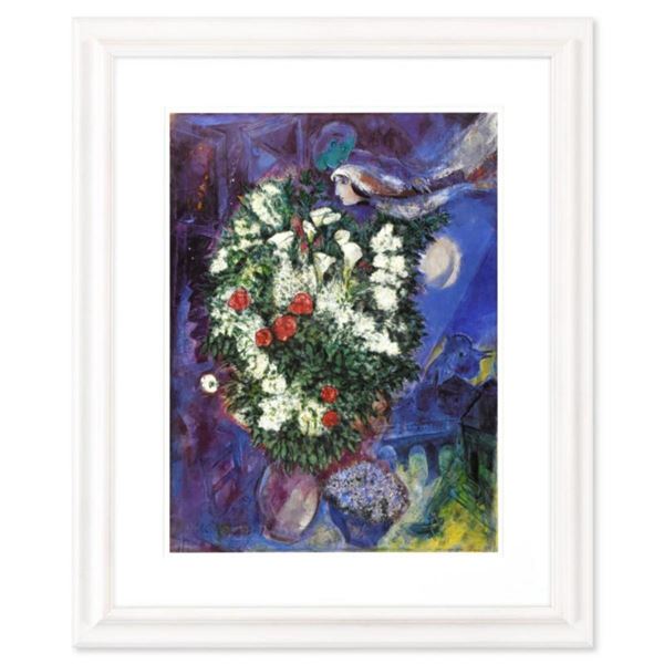 Marc Chagall (1887-1985), "Bouquet with Flying Lover" Framed Offset Lithograph with Letter of Authen