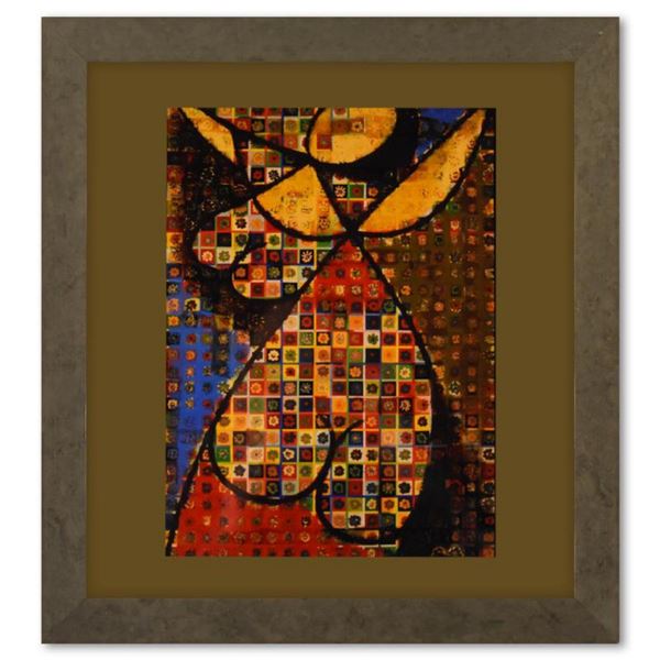 Victor Vasarely (1908-1997), "Fille - Fleur de la série Graphismes 2" Framed 1977 Heliogravure Print