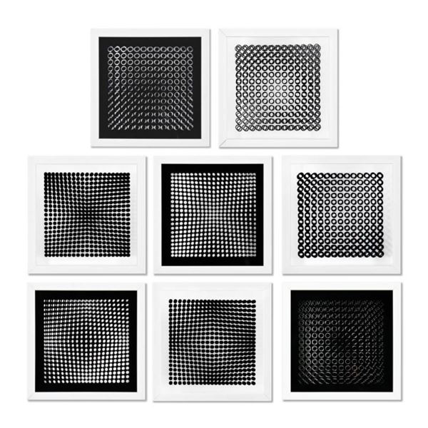 Victor Vasarely (1908-1997), "Trois Dimensions Optique de la série Cinetiques (Set of 8)" Framed 197