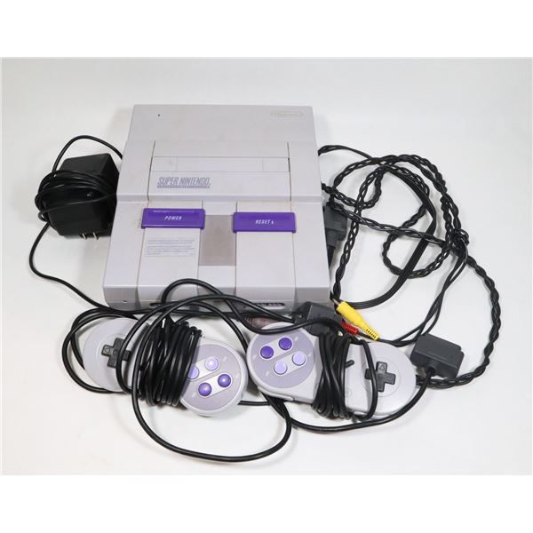 SUPER NINTENDO CONSOLE WITH CABLES + CORDS
