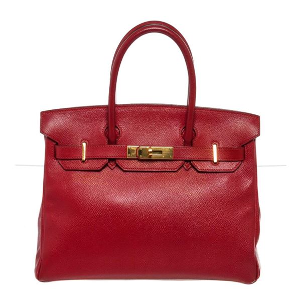 Hermes Red Courchevel Leather Birkin 30 Bag