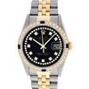Image 3 : Rolex Mens 2 Tone Black String Diamond & Sapphire 36MM Datejust Wristwatch