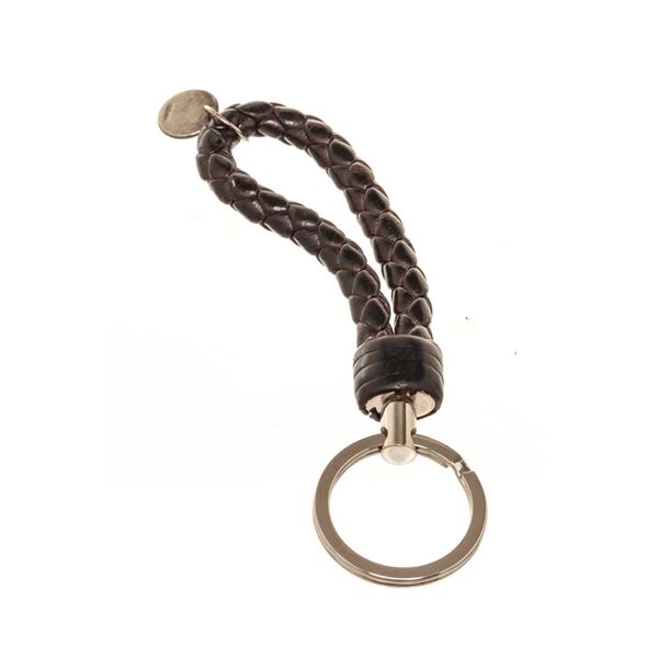 Bottega Veneta Black Leather Intrecciato Key Holder Bag