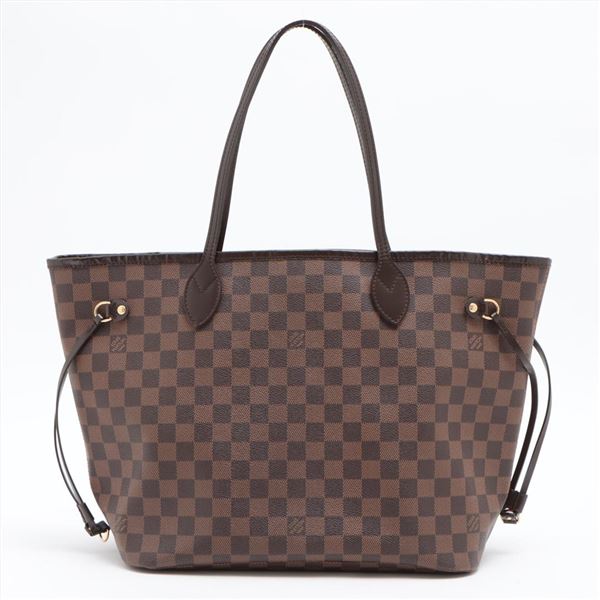 Louis Vuitton Damier Ebene Canvas Leather Neverfull MM Tote Bag