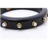 Image 3 : Chanel Black Resin Rhinestone White Faux Pearls Bangle Bracelet