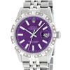 Image 1 : Rolex Mens Stainless Steel 36MM Purple Index Pyramid Diamond Datejust Wristwatch