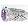 Image 7 : Rolex Mens Stainless Steel 36MM Purple Index Pyramid Diamond Datejust Wristwatch