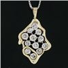 Image 6 : 14k Two Tone Gold 1.06 ctw Bezel Set Diamond Freeform Bubble 18" Pendant Necklac