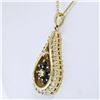 Image 3 : 14k Yellow Gold 1.22 ctw Diamond and Sapphire Tear Drop Dangle Pendant Necklace