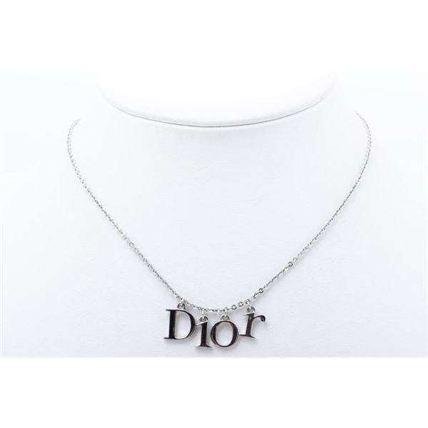 Christian Dior Silver-tone Logo Necklace