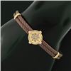 Image 7 : ALOR 18K Gold 0.33 ctw Champagne Diamond Bronze Steel Cable Bangle Bracelet