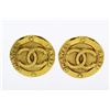 Image 1 : Chanel Gold-tone Metal CC Paris Logo Button Clip-on Earrings