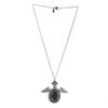 Image 1 : Chanel Black Rhinestones Cabochon Beads Oval Wing Pendant Necklace