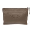 Image 1 : Balenciaga Beige Leather Blackout Zip Pouch