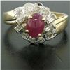 Image 5 : 14k White and Yellow Gold Cabochon Ruby and Diamond Ring
