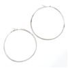Image 4 : Italian 18K White Gold 0.25 ctw Round Diamond 50mm Large Wavy Modern Hoop Earrin