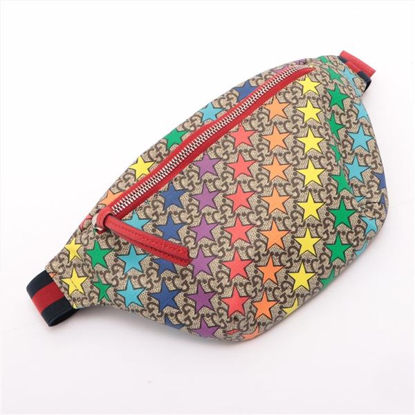 Gucci Beige Multicolor GG Supreme Print Rainbow Star Children Waist Bag 502095