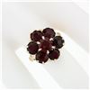 Image 3 : Vintage Retro 14k Gold 7.6 ctw Garnet Solitaire Halo Cluster Flower Cocktail Rin