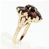 Image 7 : Vintage Retro 14k Gold 7.6 ctw Garnet Solitaire Halo Cluster Flower Cocktail Rin