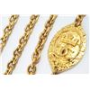 Image 2 : Chanel Vintage Gold-tone Metal Oval CC Crown Medallion Long Necklace