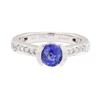Image 2 : 1.00 ctw Sapphire and Diamond Ring - 18KT White Gold