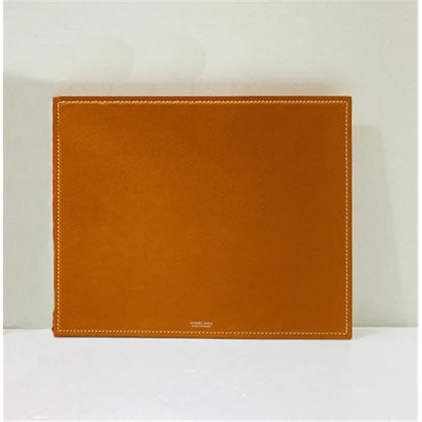 Hermes Gold Orange Calfskin Leather Mouse Pad
