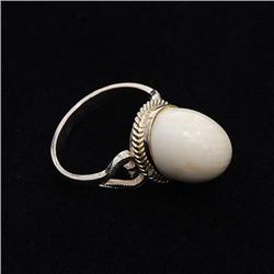 Sterling Silver & Antique Ivory Ring (JEW-153)