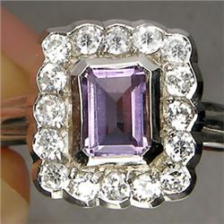 .89ct Square Cut Violet Amethyst Ring White Gold Vermeil Size 7 RETAIL $750 (JEW-1168)