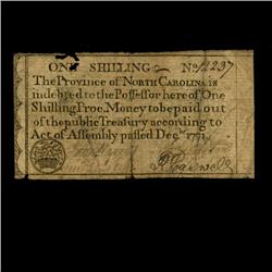 1771 North Carolina 1 Shilling Colonial Note (COI-3239)