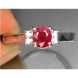 0.74ct Oval Cut Rich Red Ruby White Gold Vermeil Ring Size 6.5 RETAIL $750 (JEW-1193)