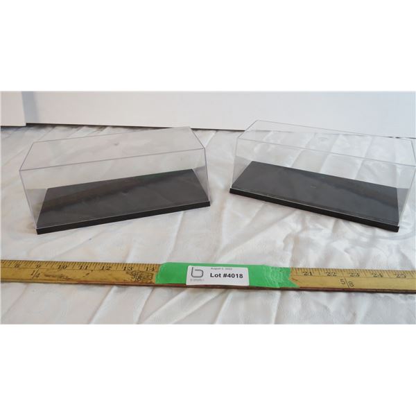 (2) 10" Long plastic display cases