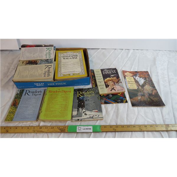 Assorted Readers Digest and national Geographic books