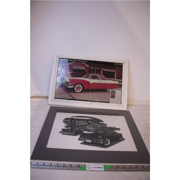 (2) 1950-60’s Car Pictures (Matted 19.5x15.75 Framed 20x14)