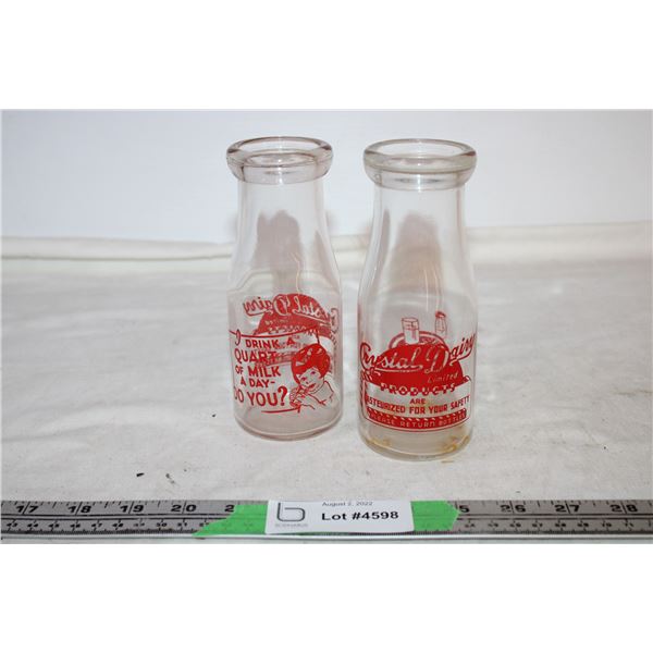 (2) Crystal Dairy Bottles