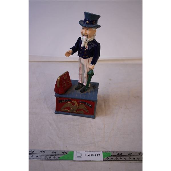 Cast Iron Uncle Sam Metal Coin Bank