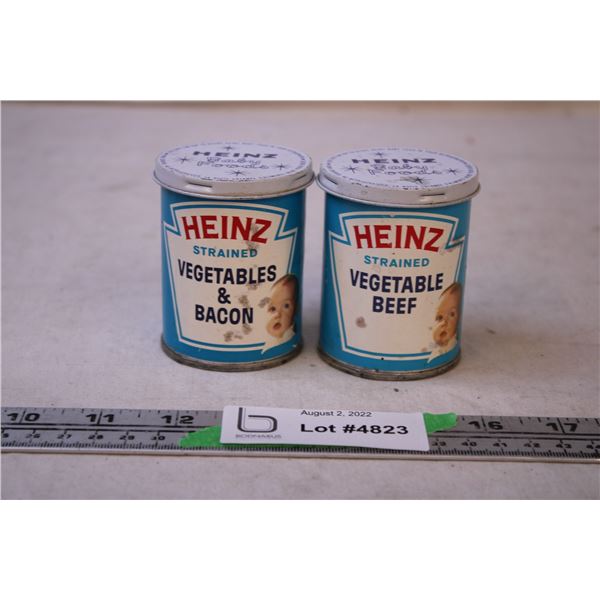 (2) Heinz Paper Label Baby Food Tins