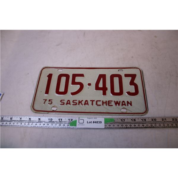 1975 Licence Plate