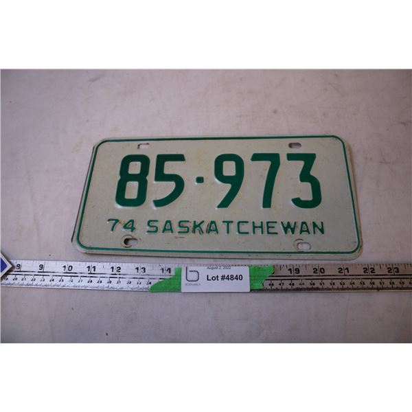 1974 Licence Plate