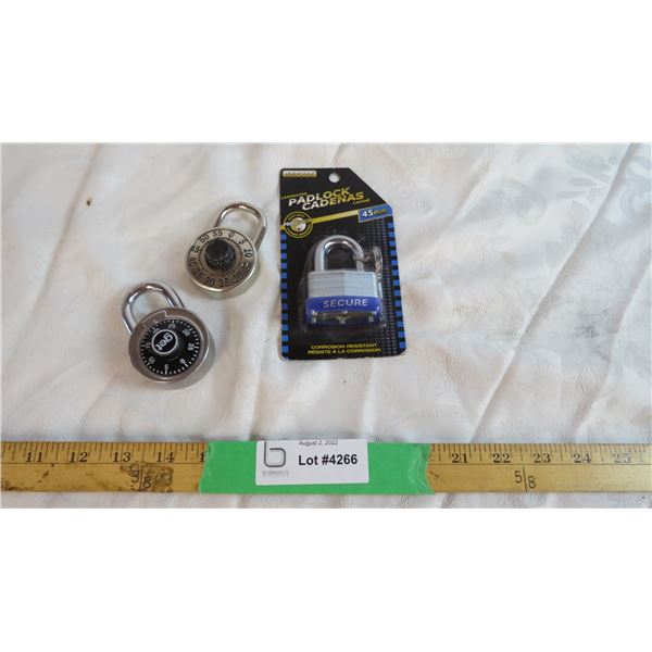 (2) Combination locks and 1 Padlock