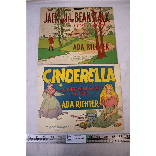 1938 Cinderella Story w/ Music For Piano & 1940 Jack and the Beanstalk Story w/ Music