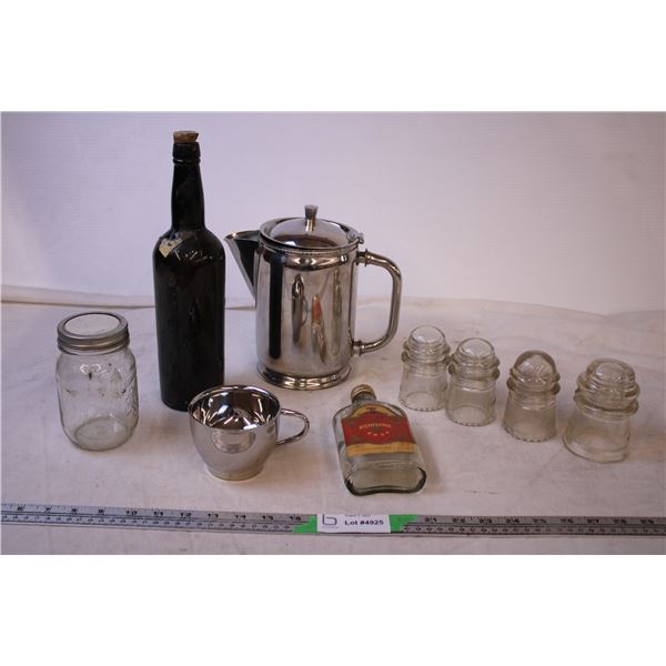 (4) Clear Glass Insulators + Assorted Items