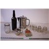 Image 1 : (4) Clear Glass Insulators + Assorted Items