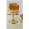 Image 2 : Carnival Glass Goblet and Dishes-one item cracked